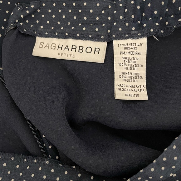 VINTAGE SAG HARBOR Womens Navy Blue and White Polka Dot Skirt Size Petite - Picture 6 of 6